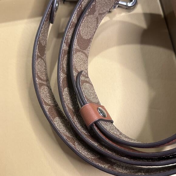 COACH NIB Dog Collar and Leash Set Size Large Khaki/Saddle/Brown Classic Logo - Picture 5 of 8